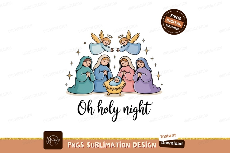 Nativity scene with angels and holy family christmas
