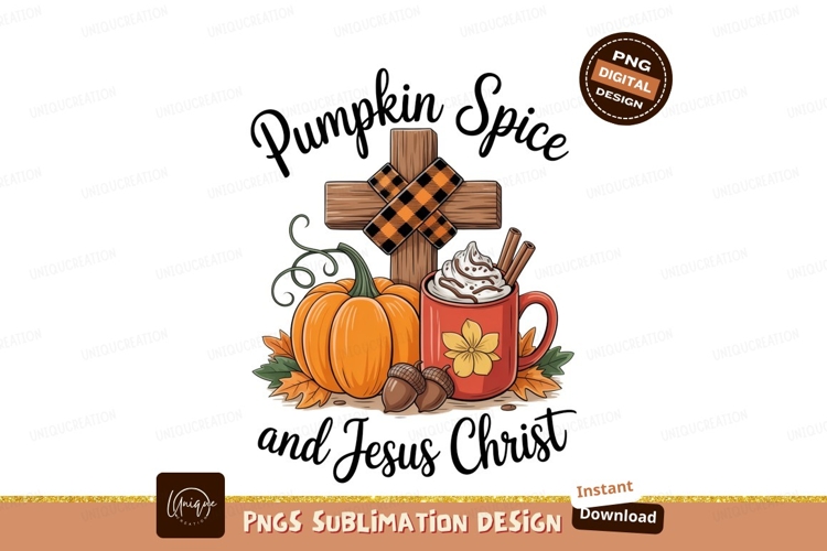 Autumn harvest pumpkin spice drink cross image