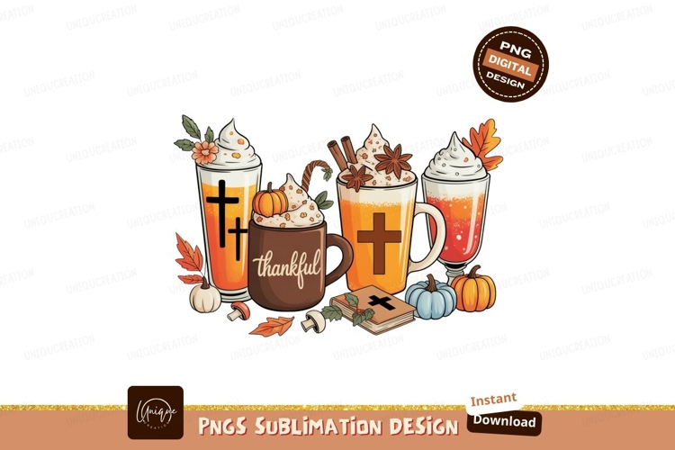 Autumn drinks with religious symbols coffee pumpkin