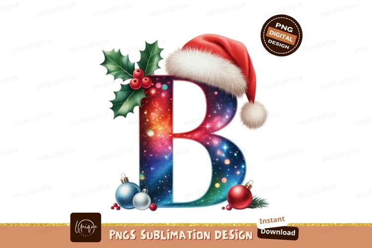 Festive Galaxy Letter B With Christmas Decorations