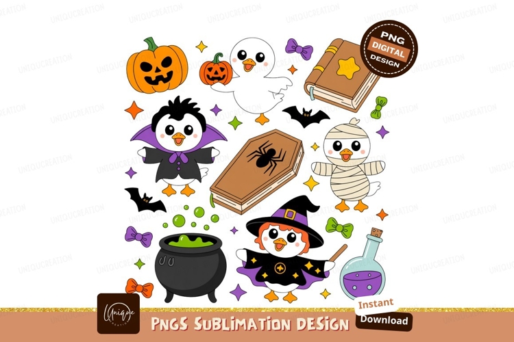 Cute Halloween Characters and Symbols bird pumpkin
