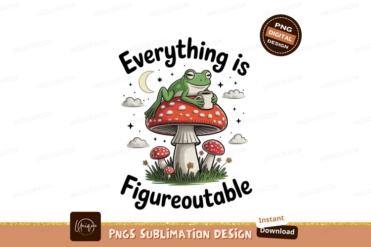 Frog drinking coffee on mushroom nature