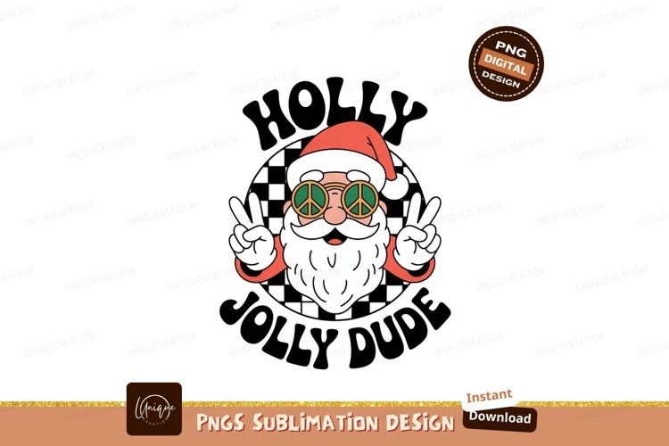 Santa peace gesture with groovy glasses christmas symbol