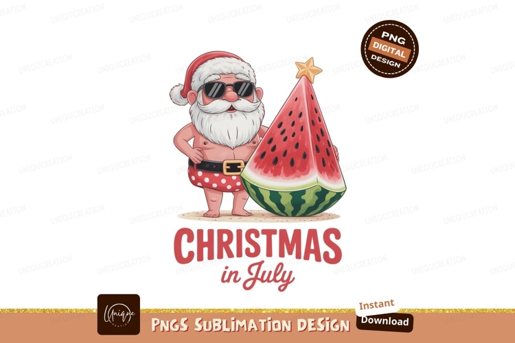 Santa watermelon summer holiday christmas