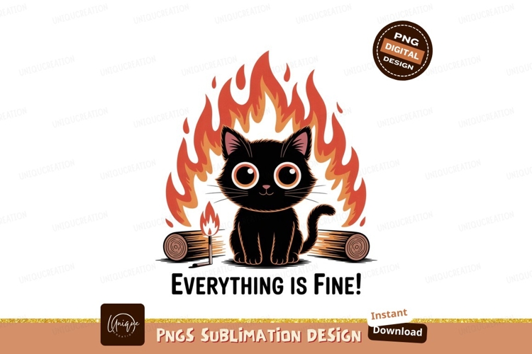 Black cat sitting by campfire logs