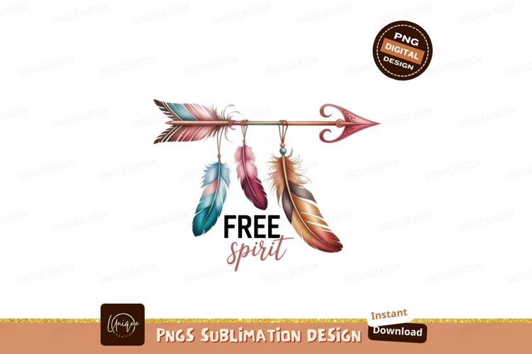 Tribal arrow with colorful feathers and script image