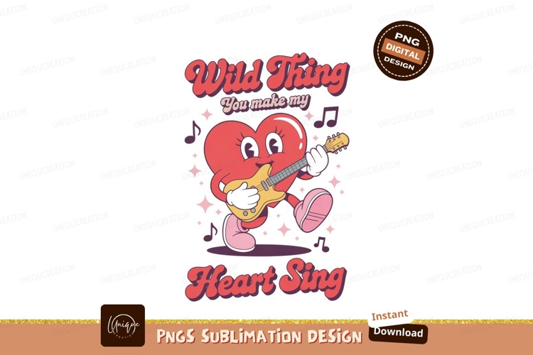 Heart playing guitar with text music singing
