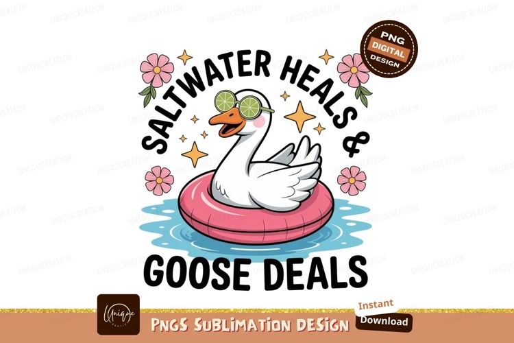 Swan wearing lime sunglasses floating in pink tube