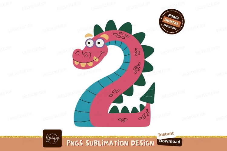 Pink dragon number two character blue
