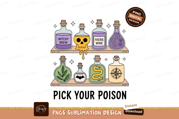 Potion Bottles With Witchy Symbols brew faerie