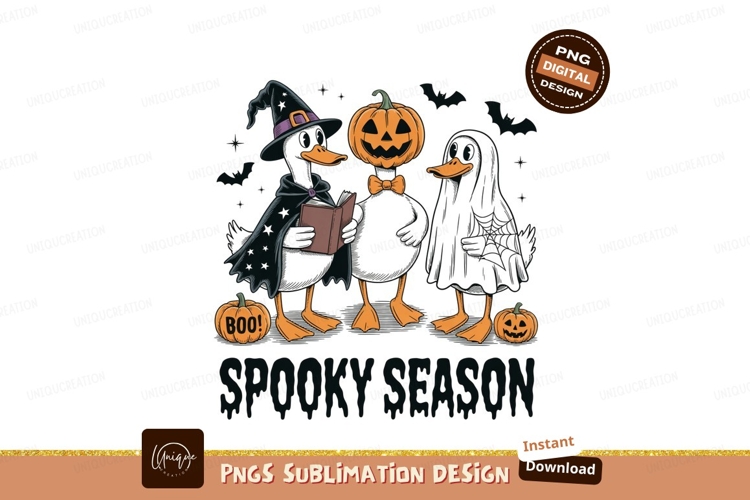 Halloween ducks dressed spooky pumpkin witch
