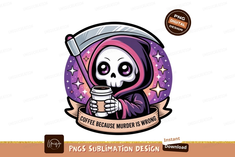 Grim Reaper Coffee Lover With Scythe purple