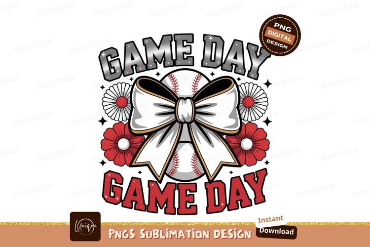 Baseball Bow Flowers Game Day image