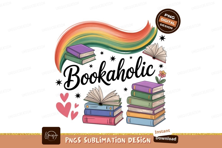Colorful books and rainbow swirl reading literature