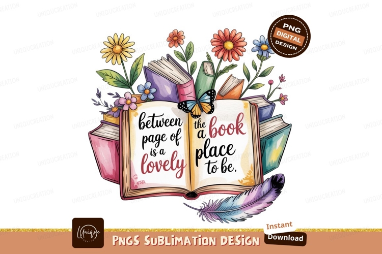 Colorful Books Flowers Butterfly Feather reading example image 1