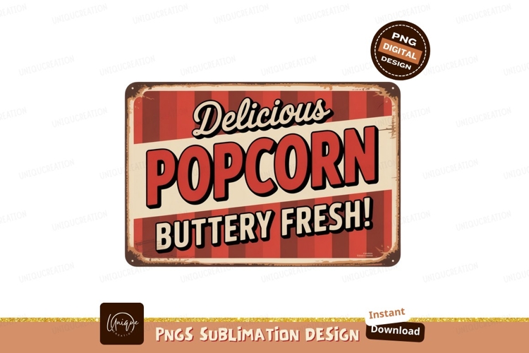 Delicious popcorn buttery fresh sign image