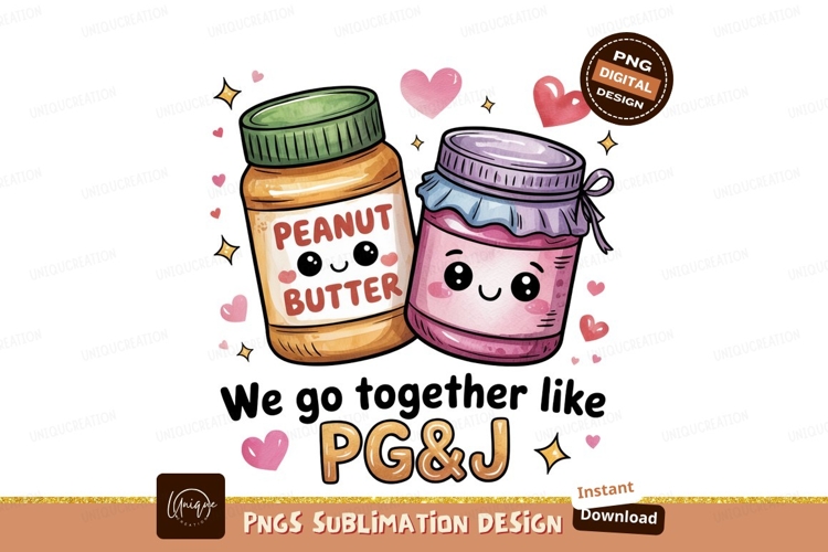 Cute Peanut Butter Jelly Digital Sublimation PNG example image 1