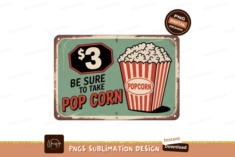 Popcorn sign with price snack movie