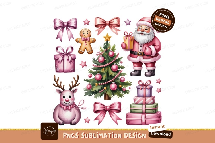 Christmas characters and gifts santa reindeer