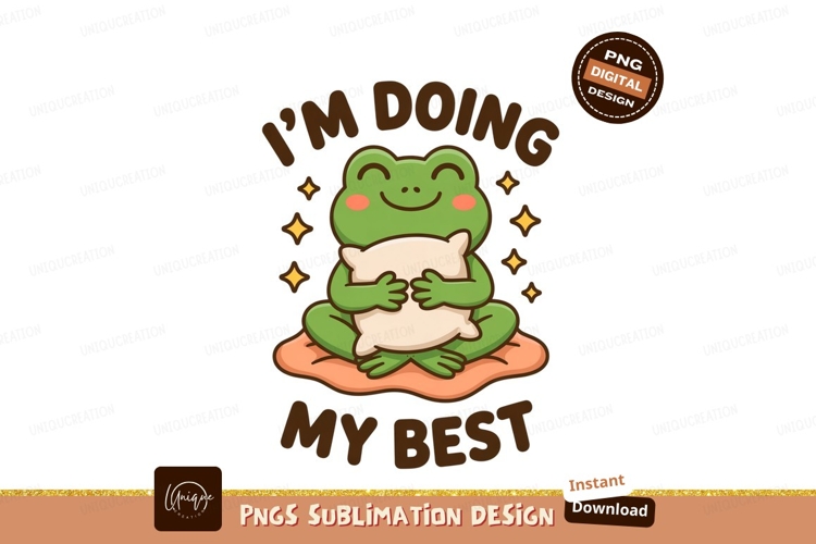 Cute frog hugging pillow green brown example image 1