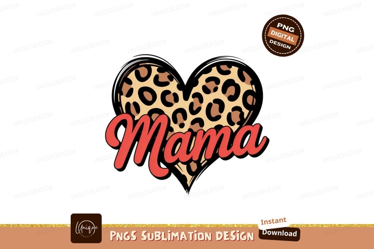 Mama heart leopard print animal
