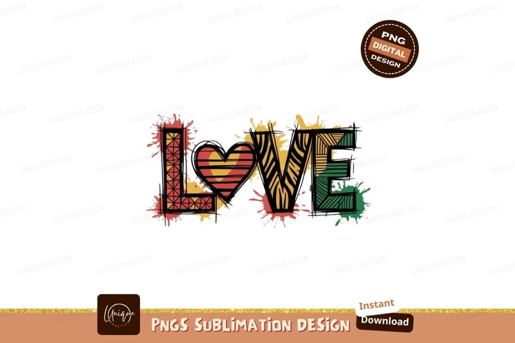 Love heart with colorful patterns yellow green