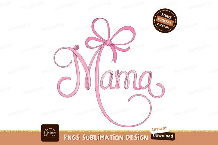 Pink ribbon mama lettering image