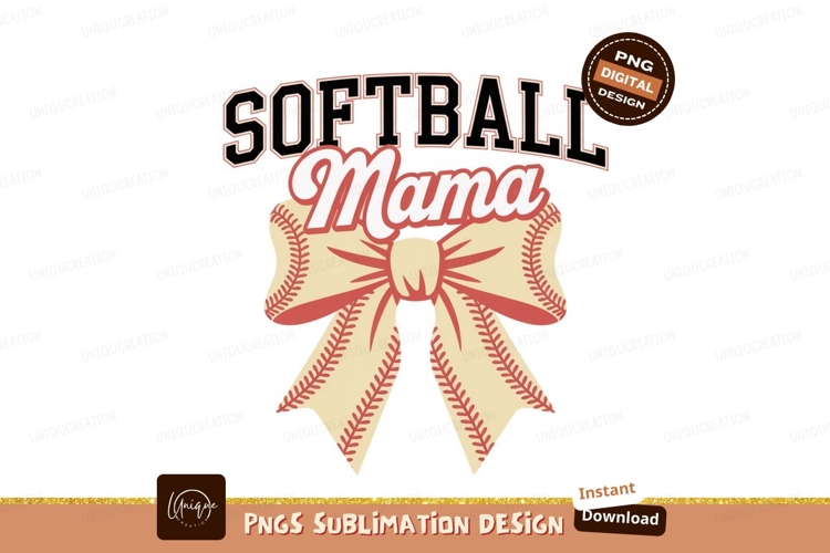 Softball Mama Bow baseball stitches