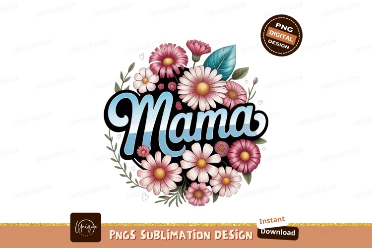 Mama floral wreath flowers pink
