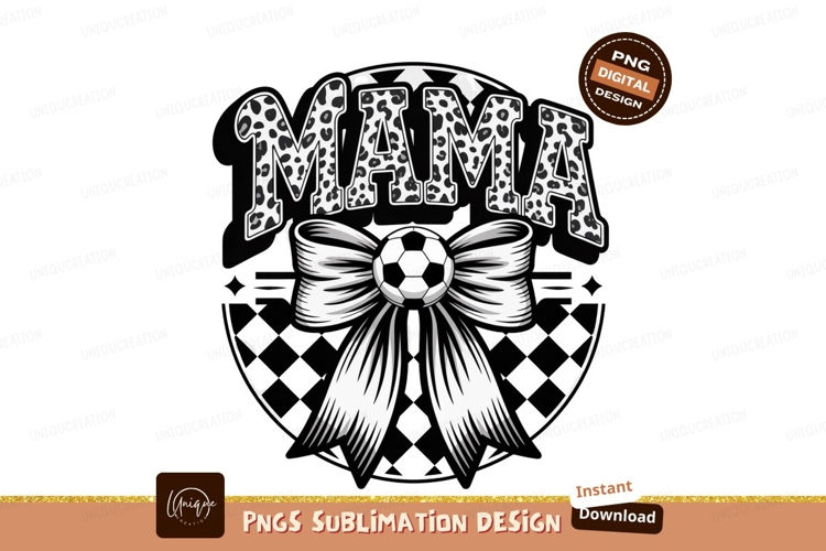 Mama Soccer Bow Leopard Print image