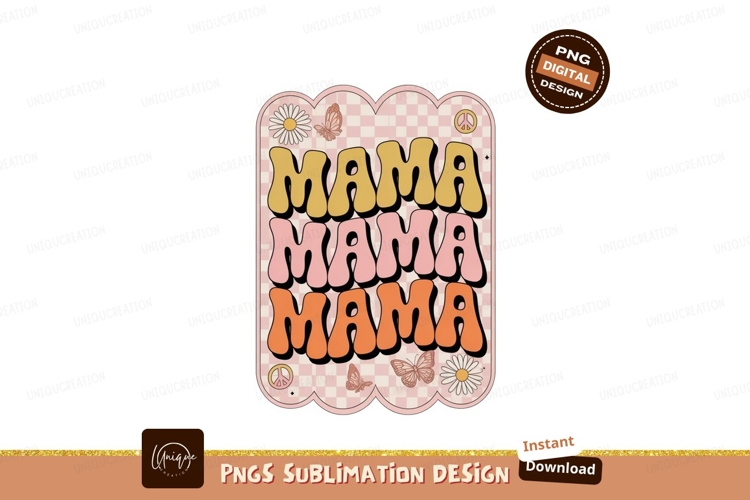Retro Mama Daisy Butterfly Peace Sign image