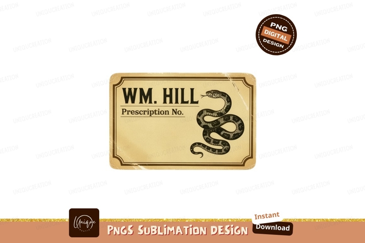 Vintage Snake Prescription Label medical
