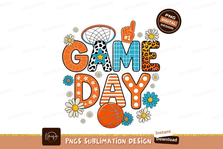 Retro Game Day Basketball Flowers image