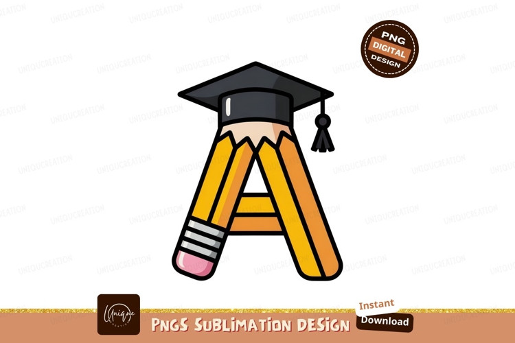 Pencil letter graduation cap education