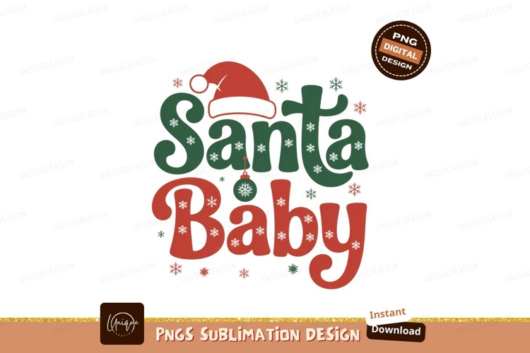 Santa Baby Christmas Text Design Holiday Festive