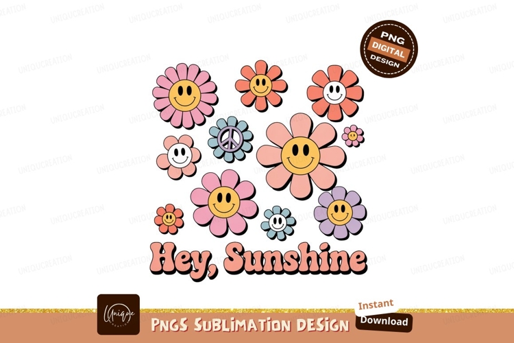 Groovy Flowers Smiley Faces Peace Symbols image