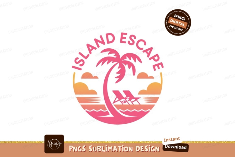 Format: Title: Island Escape Beach Scene palm tree