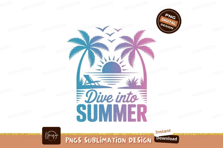 Tropical beach scene with palm trees and sun summer