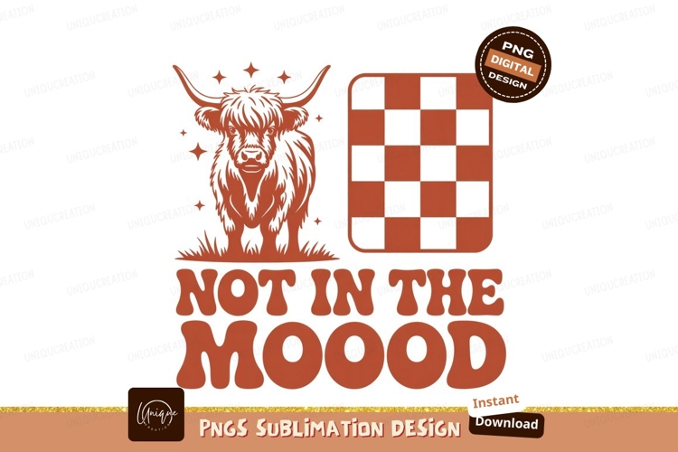 Highland cow checkerboard graphic bull horns
