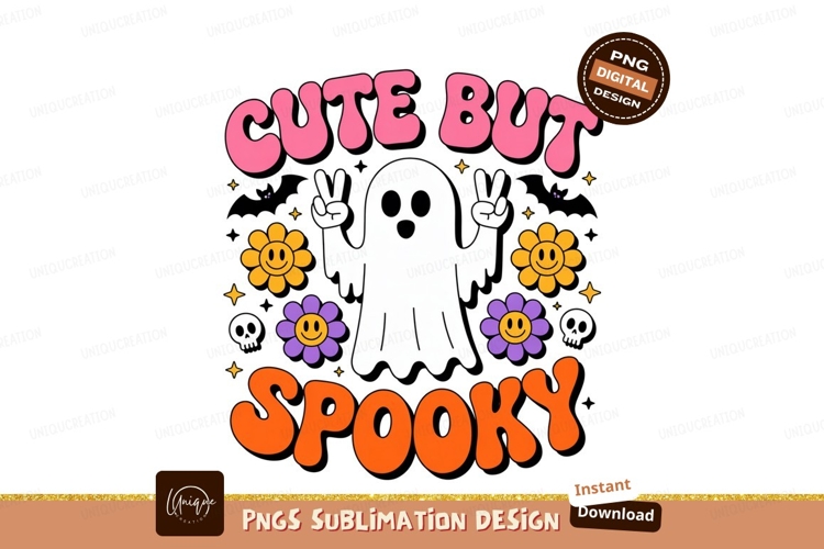 Ghost flowers skulls spooky text halloween