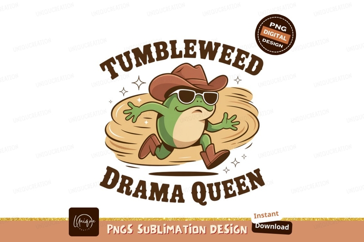 Frog cowboy running tumbleweed drama queen sunglasses