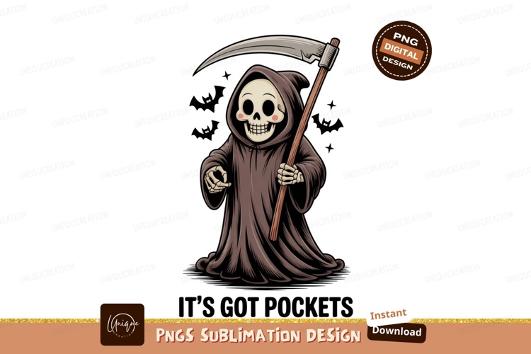 Grim reaper character with scythe skeleton