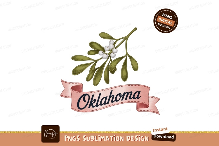 Oklahoma mistletoe branch festive ribbon leaves berries
