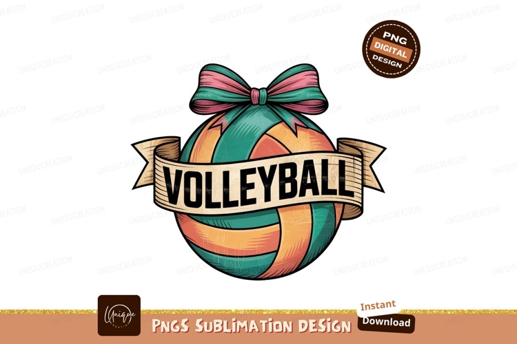 Colorful Volleyball With Bow Ribbon Design