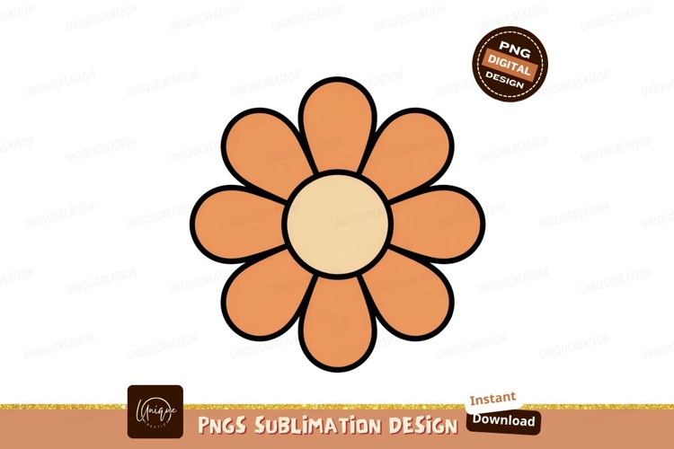 Orange flower with yellow center simple graphic