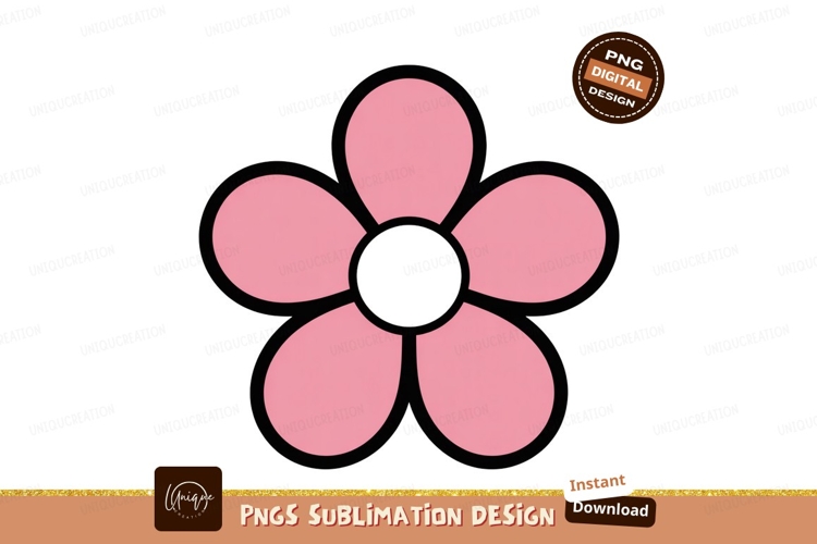 Pink flower with black center petals simple