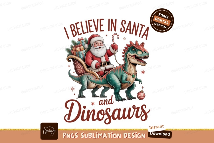 Santa riding dinosaur sleigh claus t-rex
