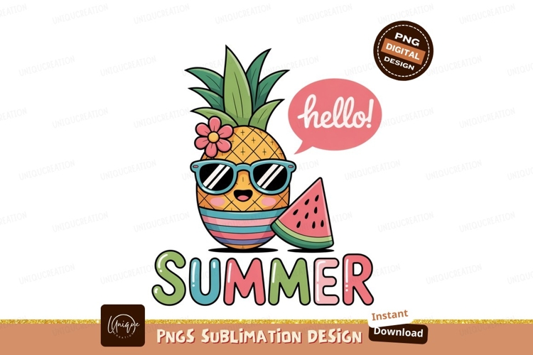 Happy pineapple sunglasses watermelon hello summer