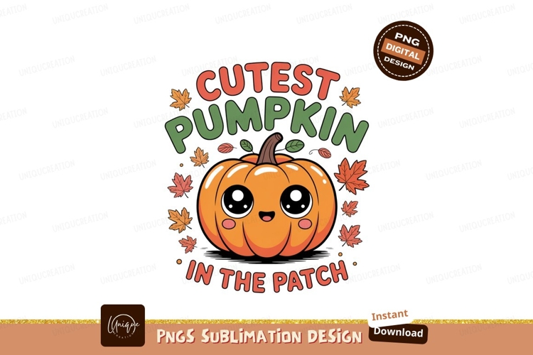Cute pumpkin with leaves halloween fall
