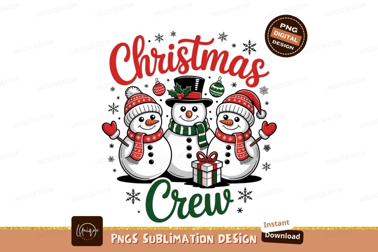 Festive snowmen crew with holiday decorations christmas